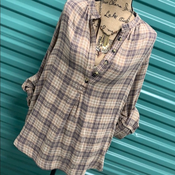 Free People Tops - Free people half button pullover flannel